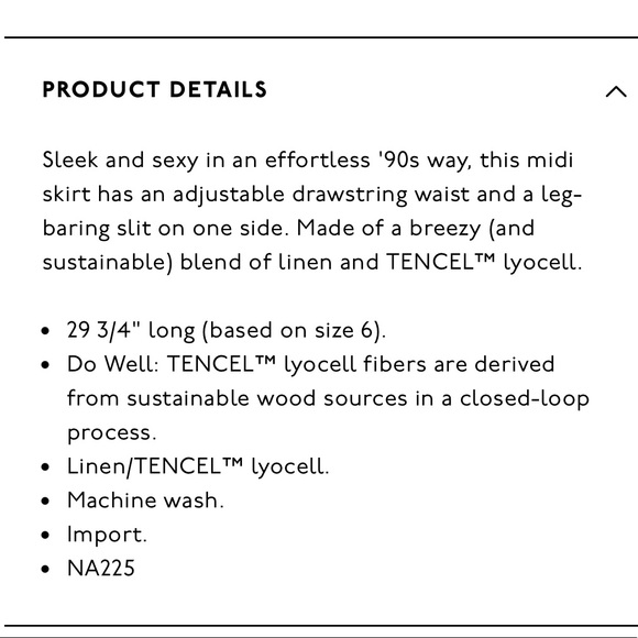 Madewell | Drawstring midi slip skirt size 2 - Picture 6 of 6